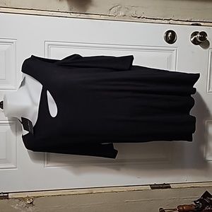 Black Asymmetrical 3/4 Sleeve Blouse